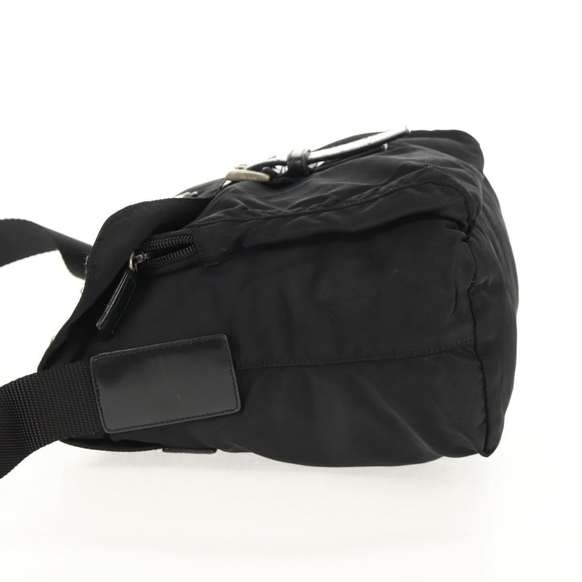 PRADA Shoulder Bag Nylon Silver Black Auth 158487