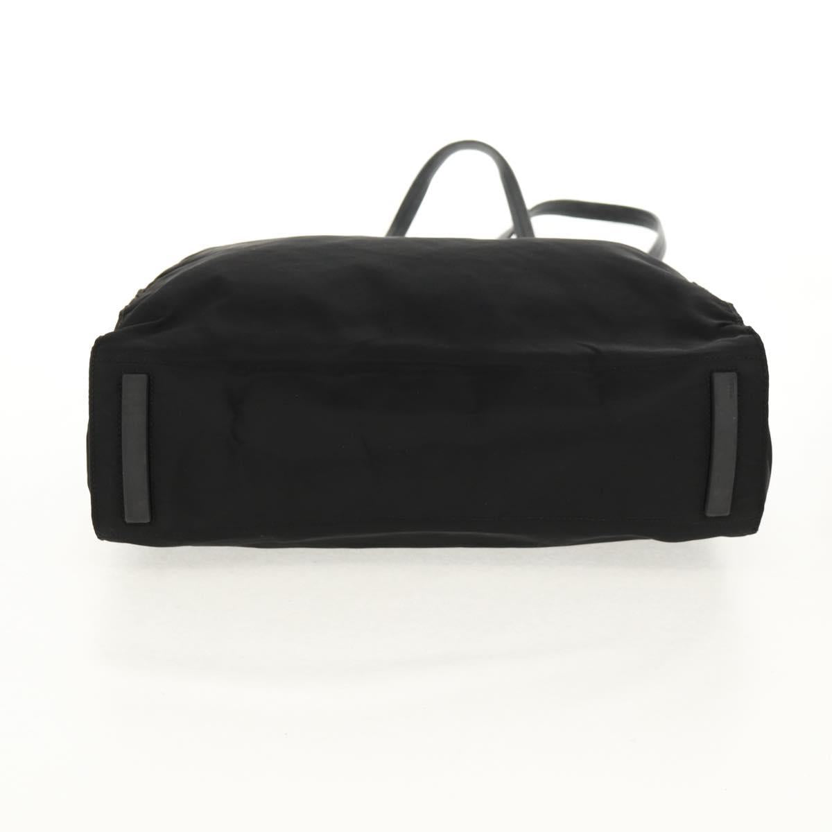 PRADA Tote Bag Nylon Black Silver Auth 158494