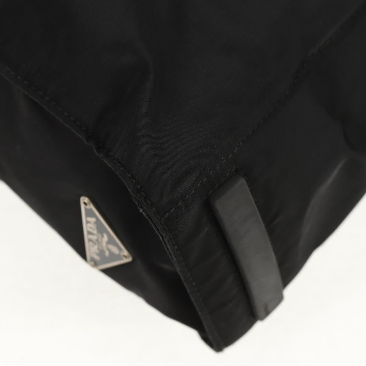 PRADA Tote Bag Nylon Black Silver Auth 158494