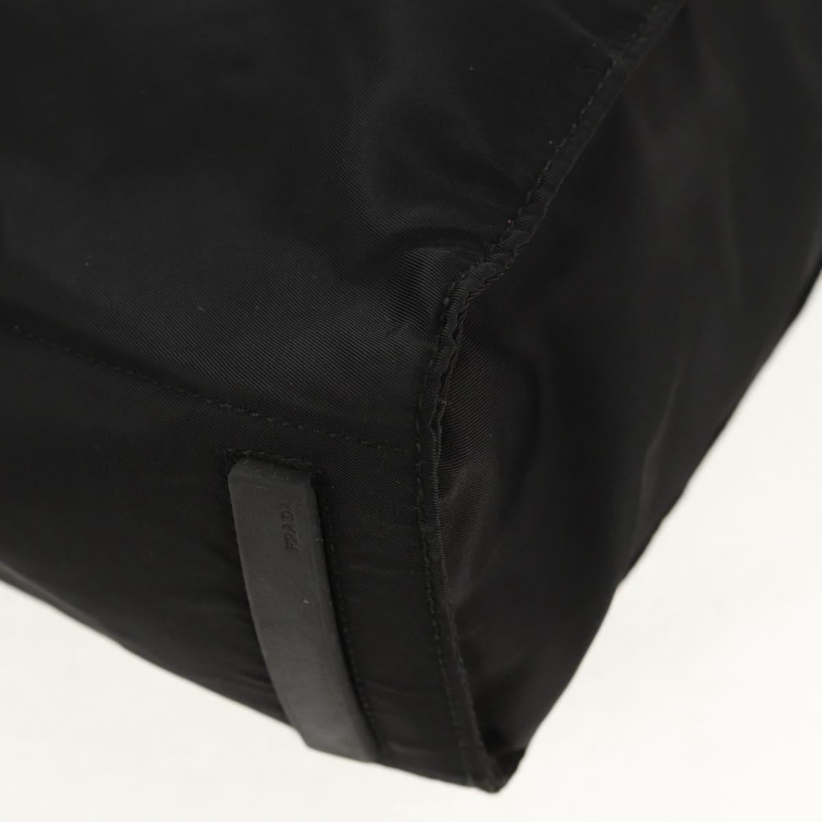 PRADA Tote Bag Nylon Black Silver Auth 158494