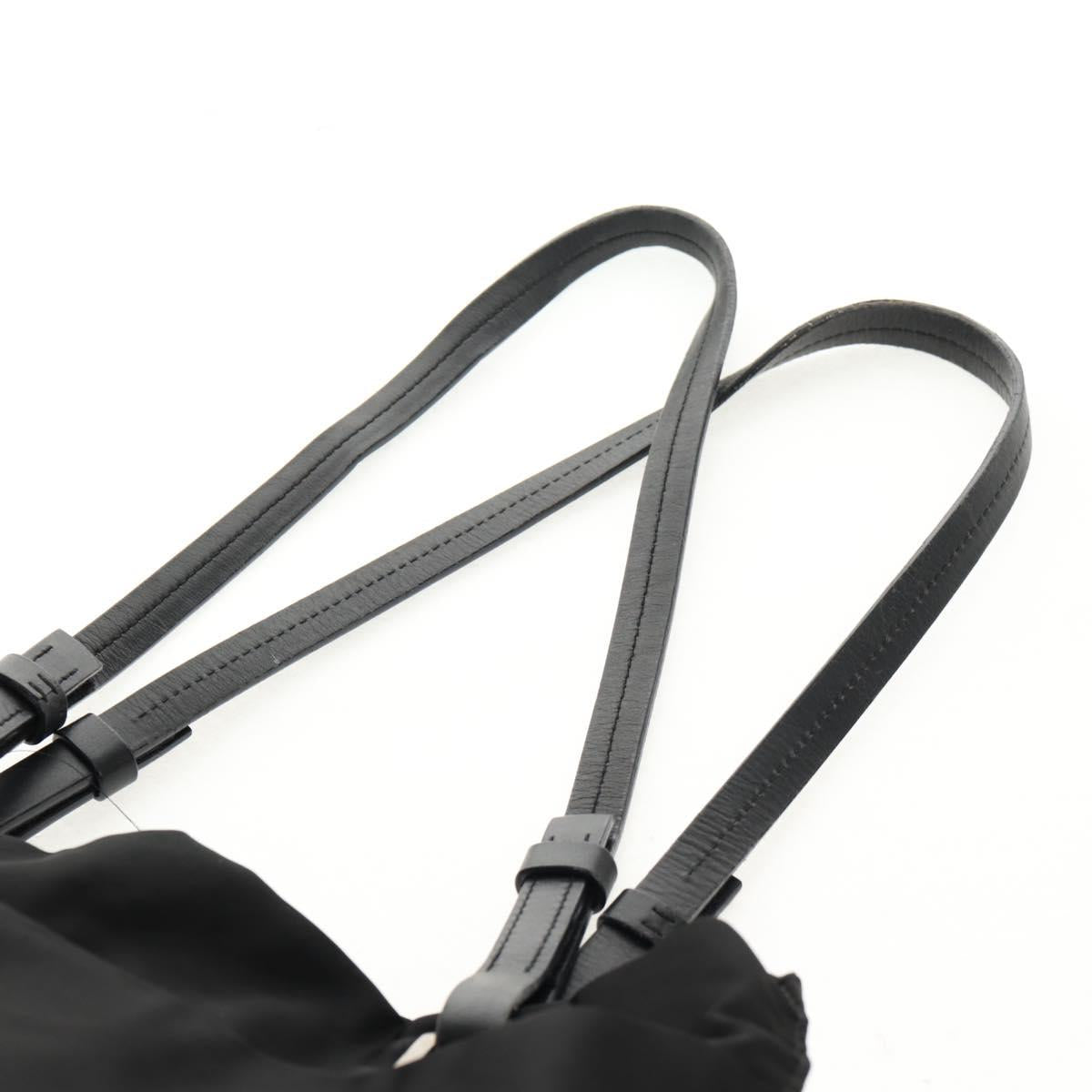PRADA Tote Bag Nylon Black Silver Auth 158494