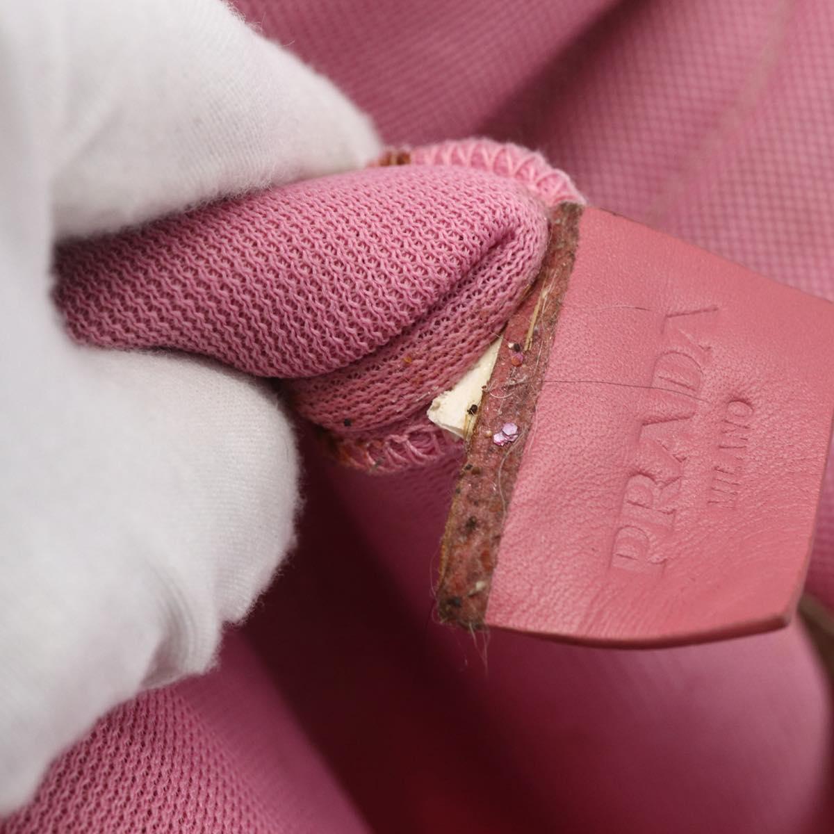 PRADA Tote Bag Canvas Pink Auth 158495