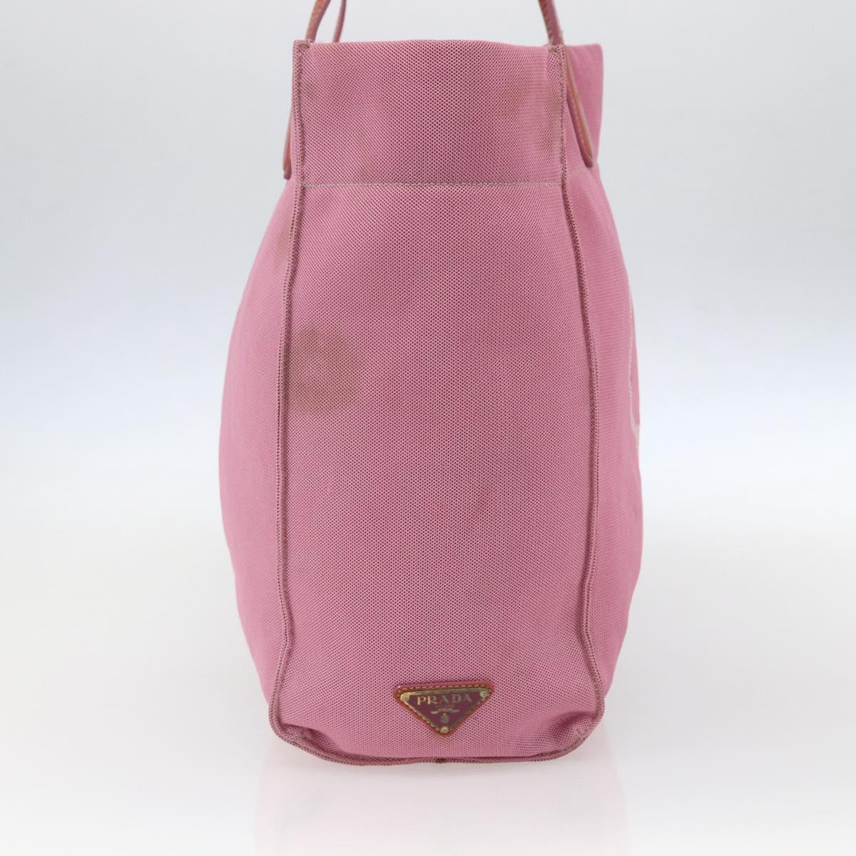 PRADA Tote Bag Canvas Pink Auth 158495