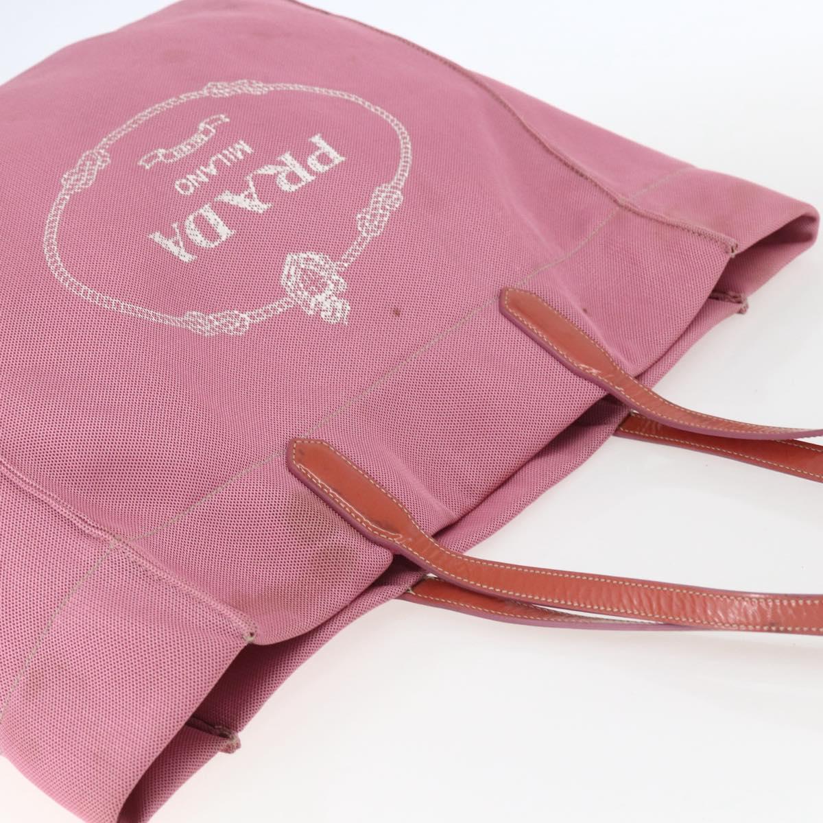 PRADA Tote Bag Canvas Pink Auth 158495