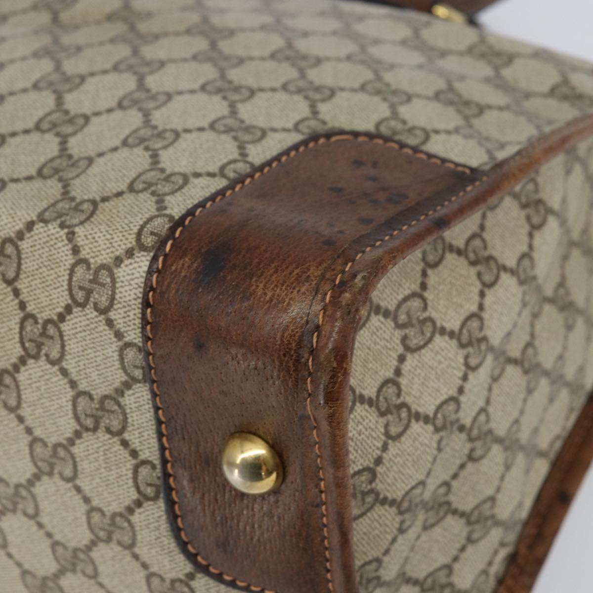 GUCCI GG Supreme Boston Bag PVC Old Gucci Beige Gold Auth 158499