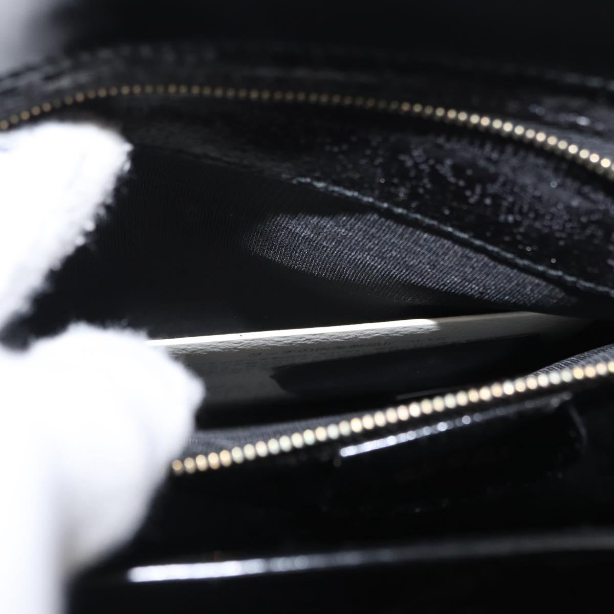 GUCCI Hand Bag Enamel 2way Black Gold Auth 158500