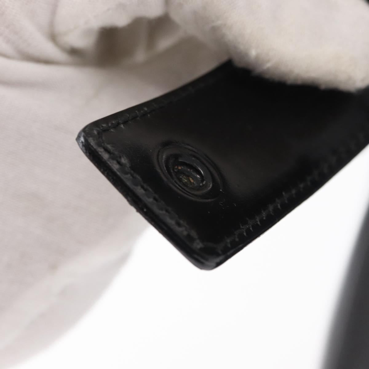 GUCCI Hand Bag Enamel 2way Black Gold Auth 158500