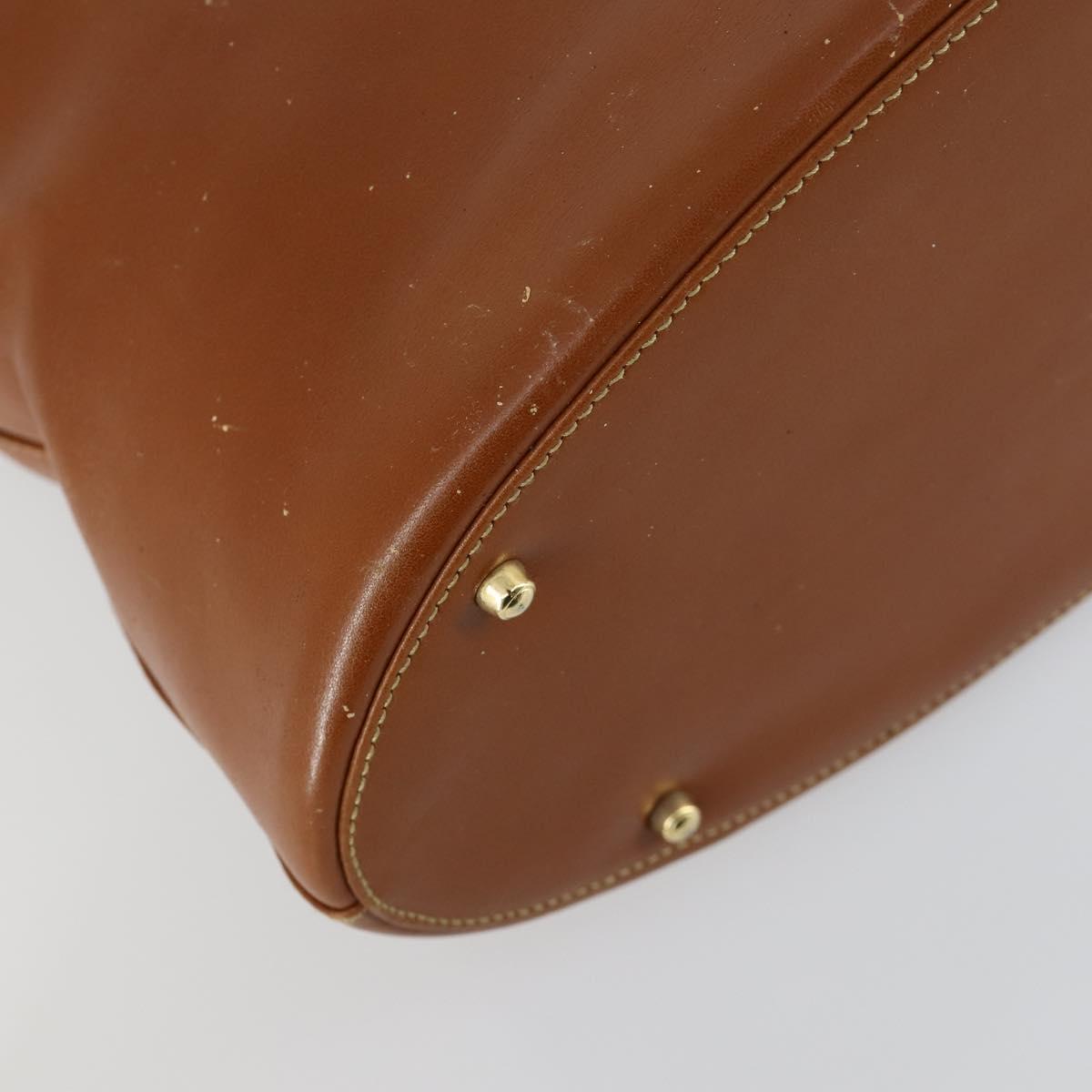 GUCCI Shoulder Bag Leather Brown Gold Auth 158501