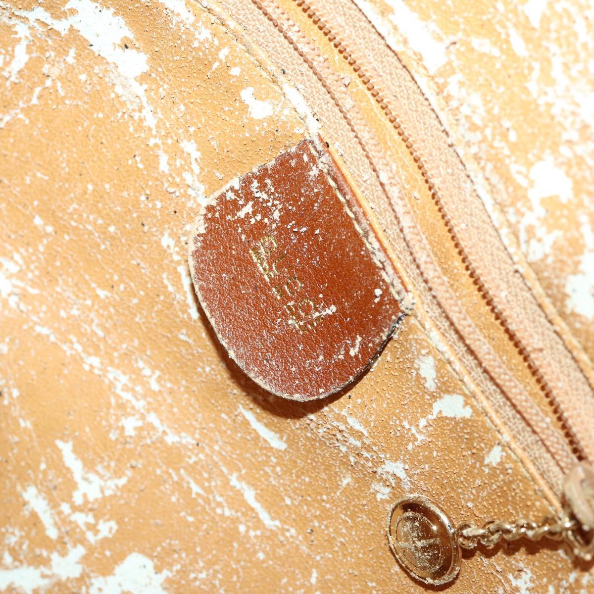 GUCCI Shoulder Bag Leather Brown Gold Auth 158501