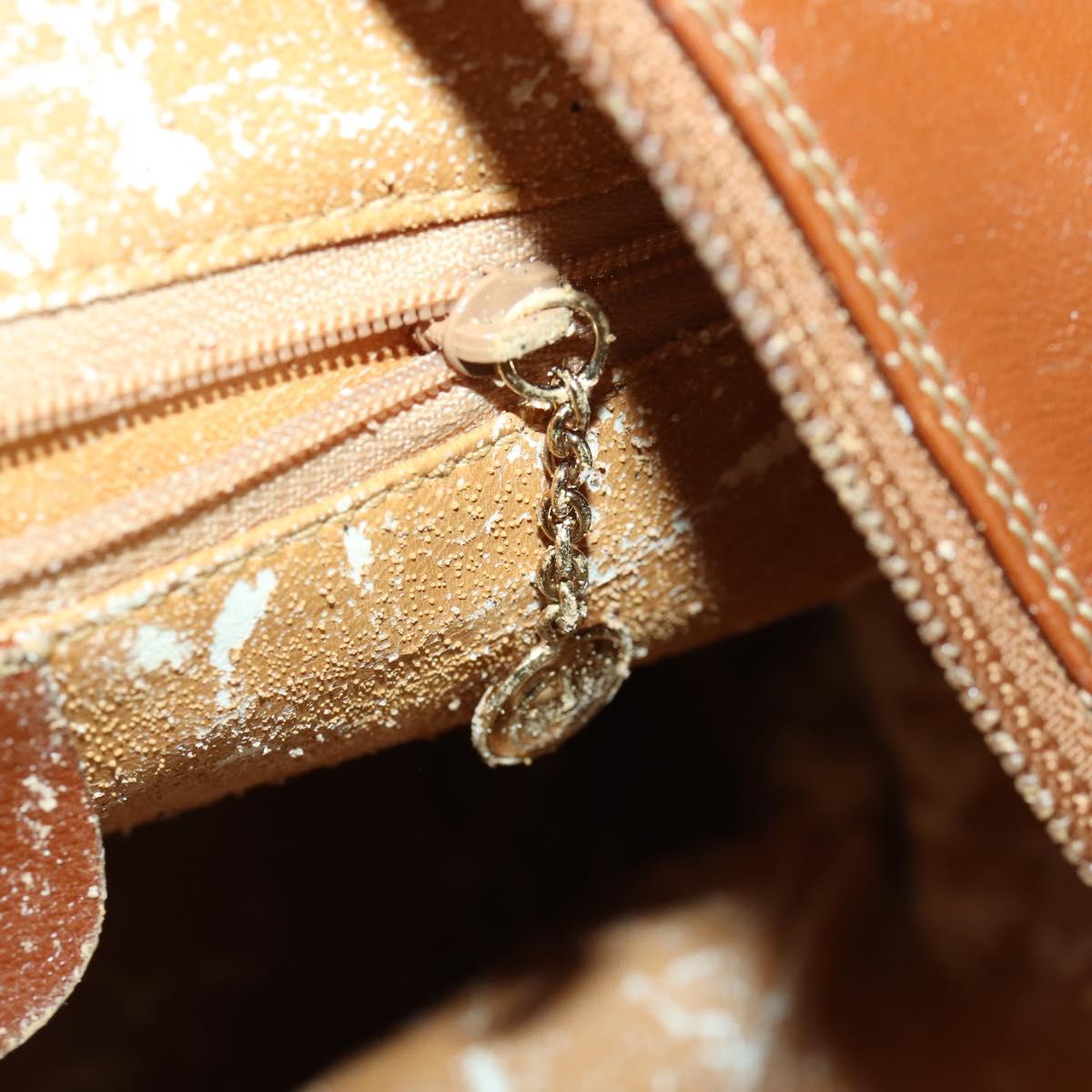 GUCCI Shoulder Bag Leather Brown Gold Auth 158501