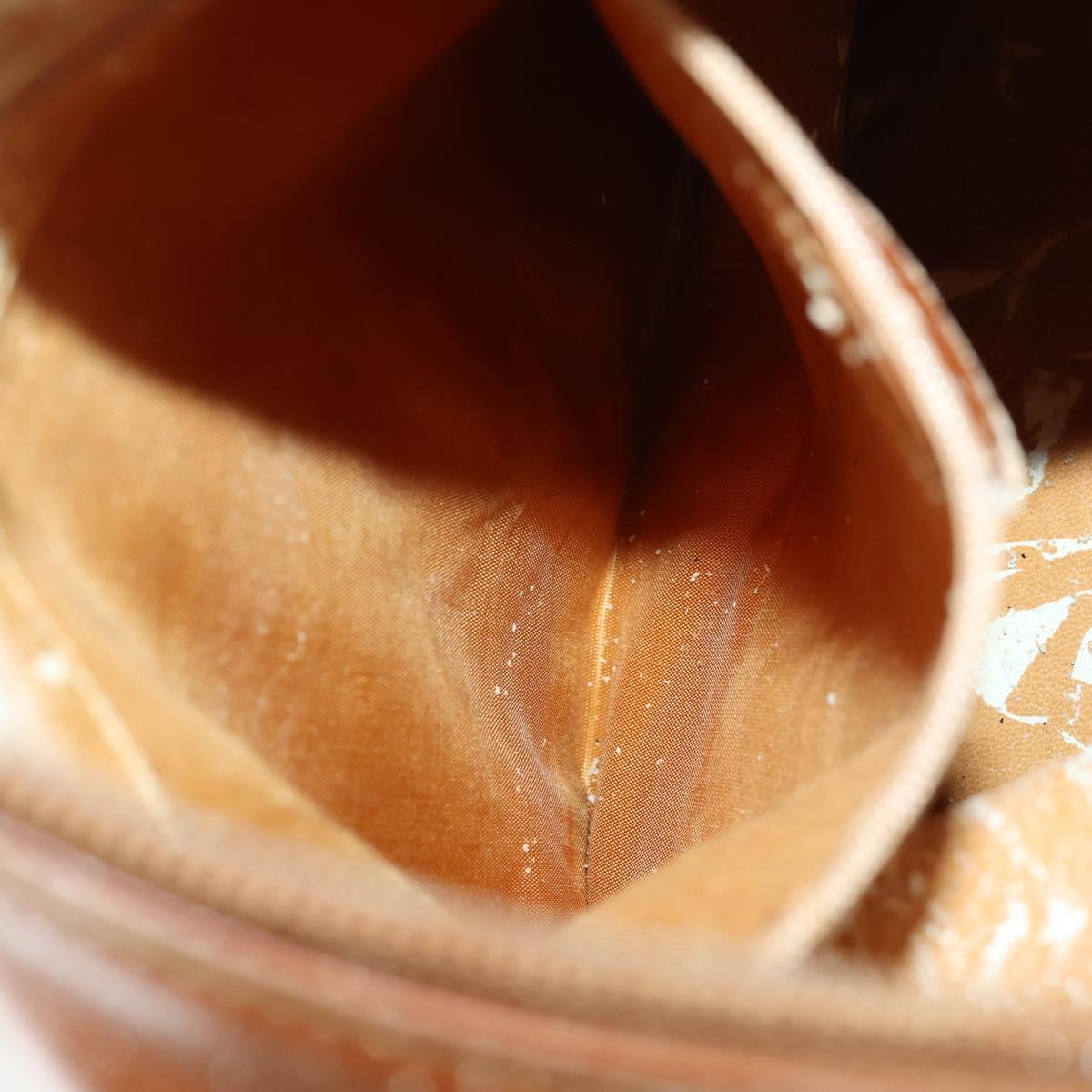 GUCCI Shoulder Bag Leather Brown Gold Auth 158501