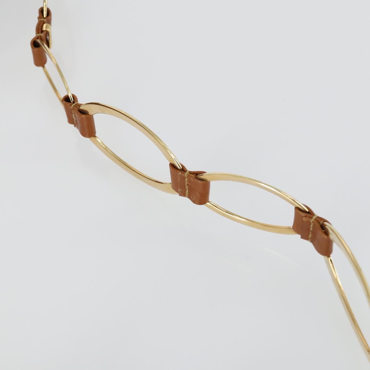 GUCCI Shoulder Bag Leather Brown Gold Auth 158501