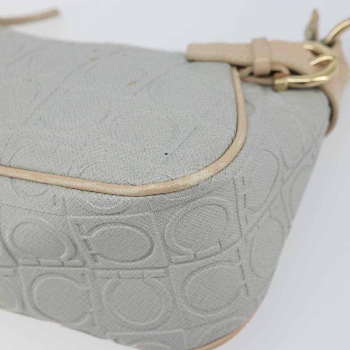 Salvatore Ferragamo Shoulder Bag Leather PVC Light Blue Gold Auth 158503