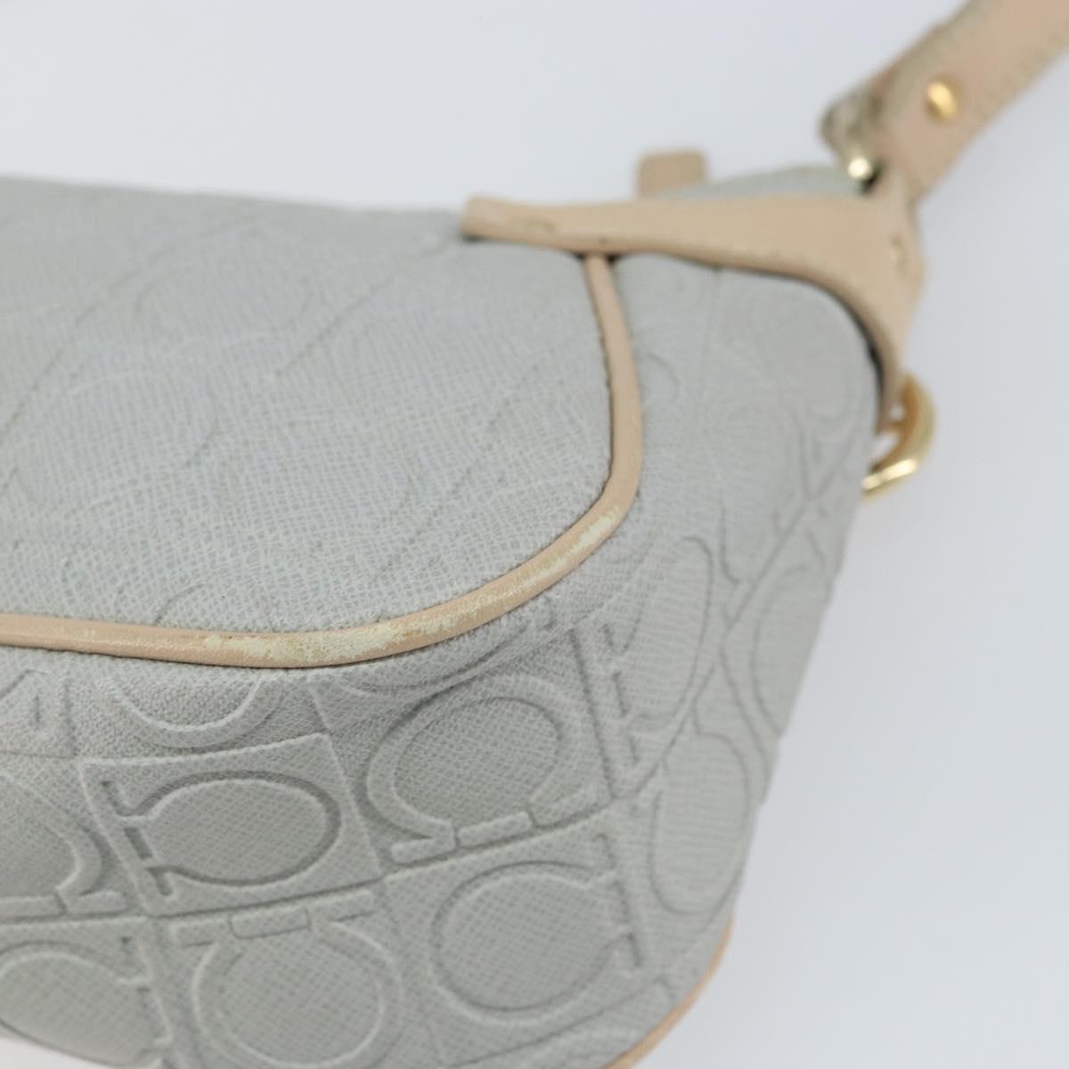 Salvatore Ferragamo Shoulder Bag Leather PVC Light Blue Gold Auth 158503