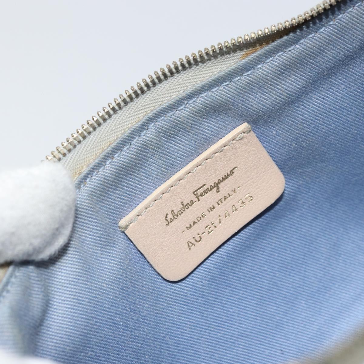 Salvatore Ferragamo Shoulder Bag Leather PVC Light Blue Gold Auth 158503