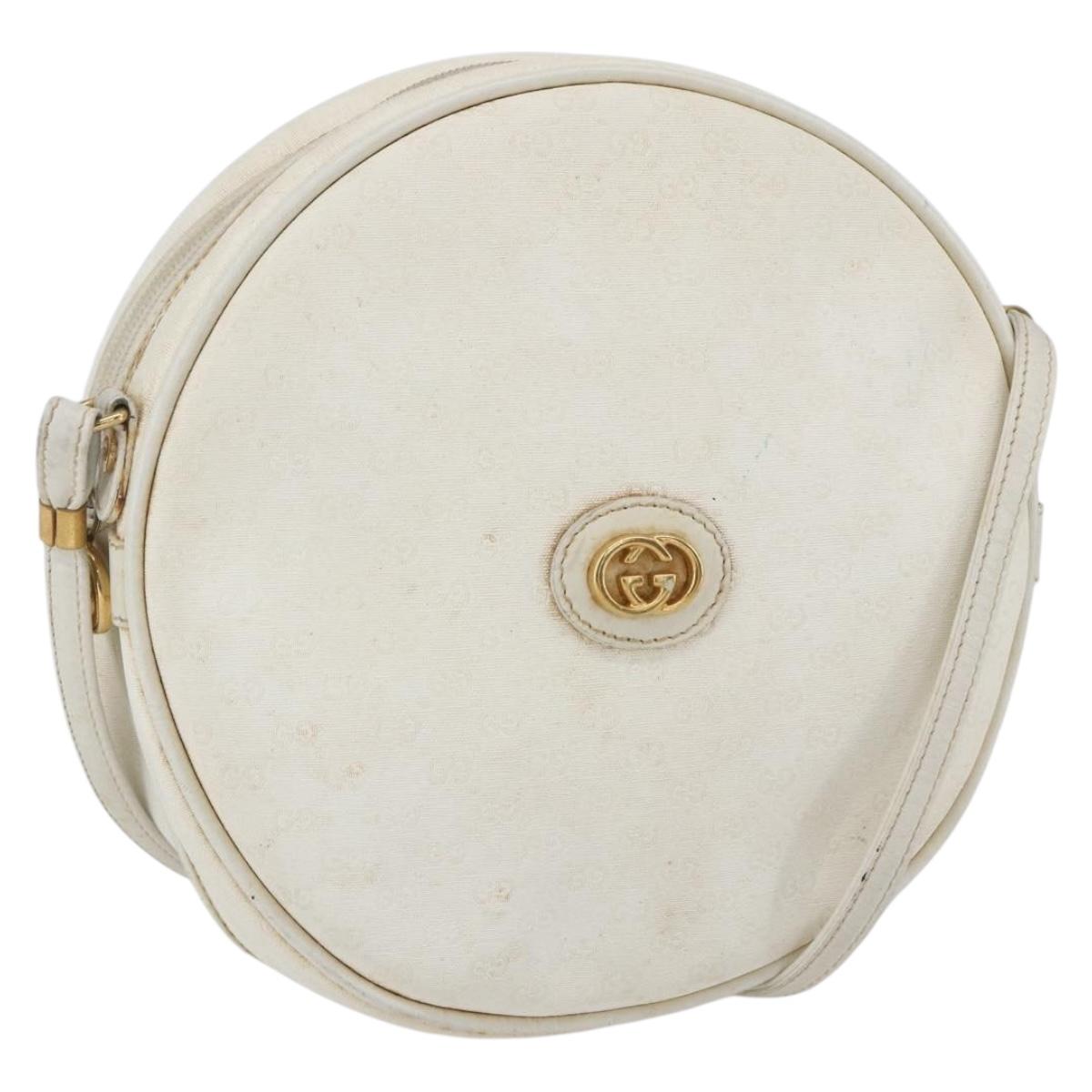 GUCCI Micro GG Supreme Shoulder Bag Leather White Gold 007 115 0088 Auth 158504