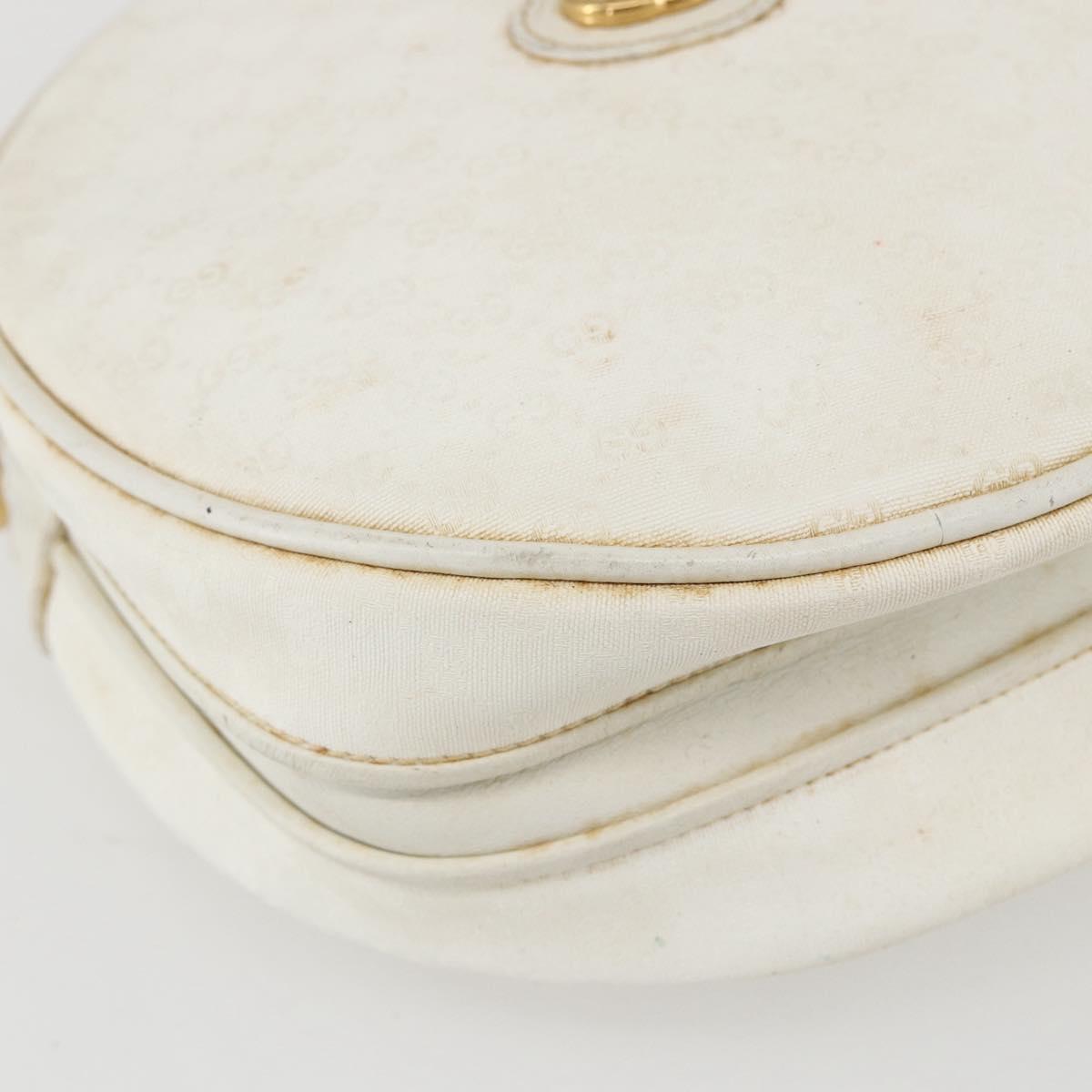 GUCCI Micro GG Supreme Shoulder Bag Leather White Gold 007 115 0088 Auth 158504