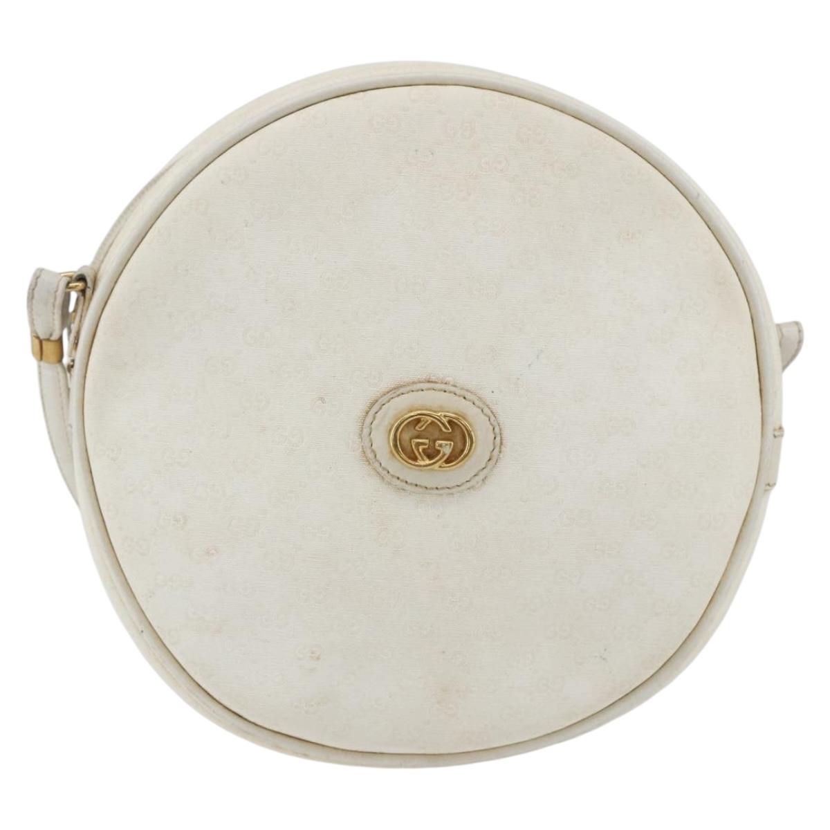 GUCCI Micro GG Supreme Shoulder Bag Leather White Gold 007 115 0088 Auth 158504