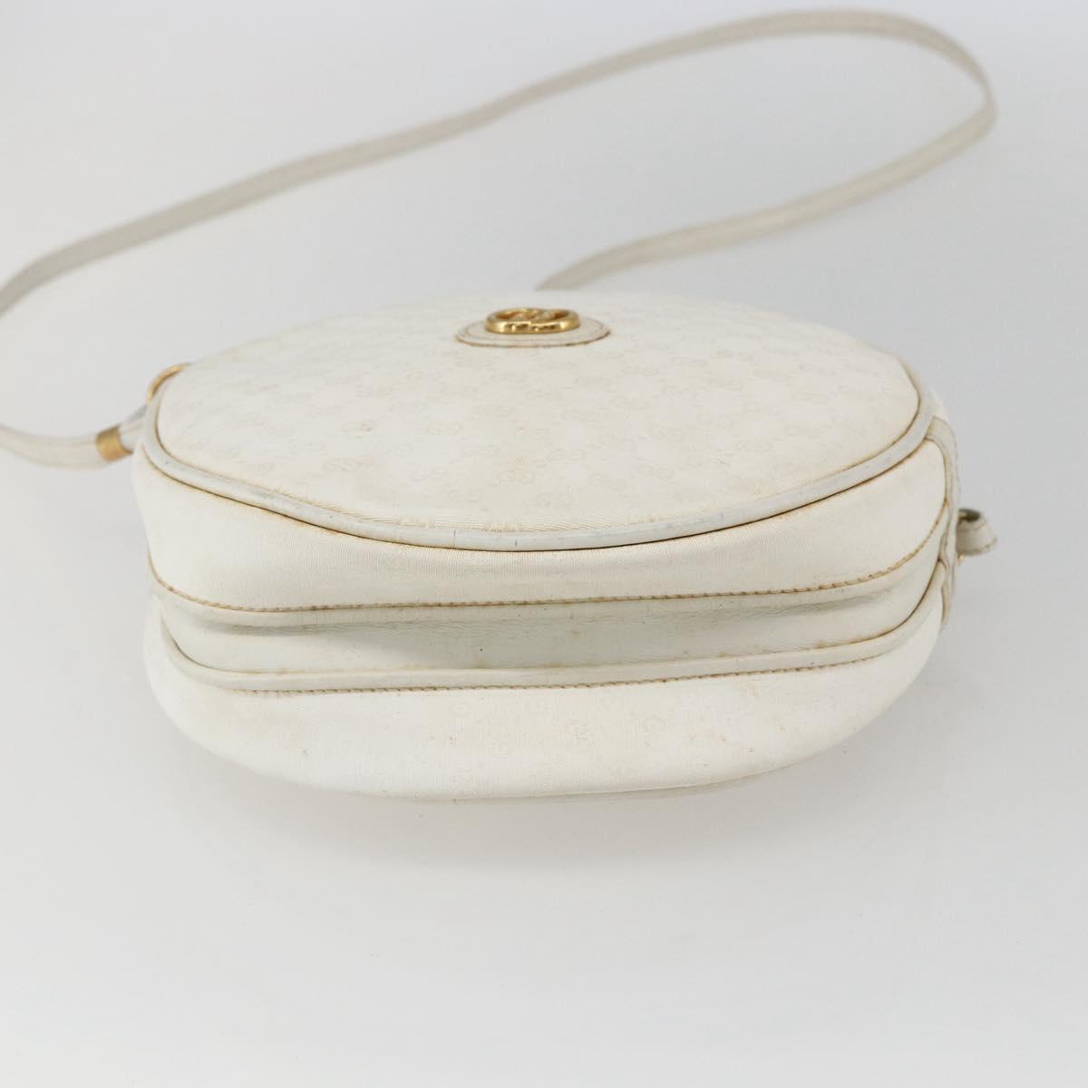 GUCCI Micro GG Supreme Shoulder Bag Leather White Gold 007 115 0088 Auth 158504