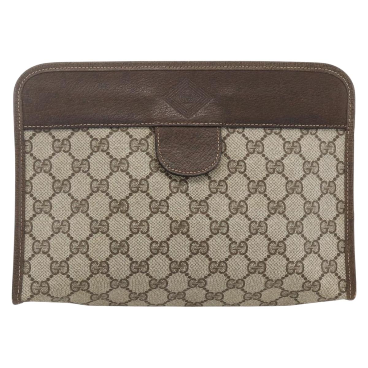 GUCCI GG Supreme Clutch Bag PVC Beige 67 039 5465 Auth 158505