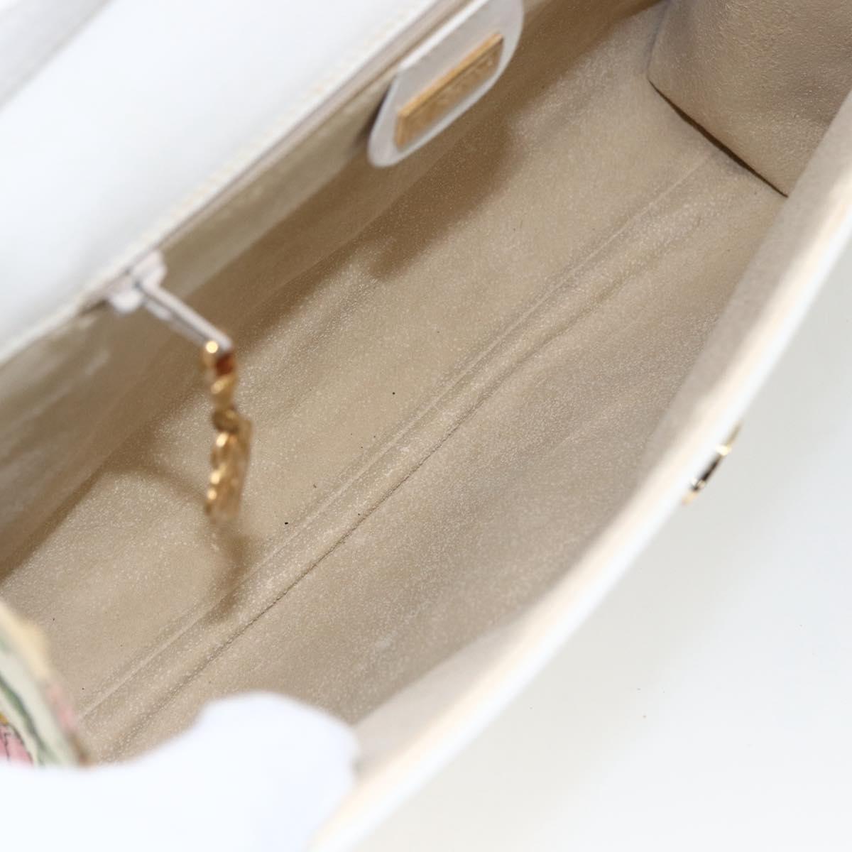 GUCCI Flora Shoulder Bag Canvas Beige Gold Auth 158509