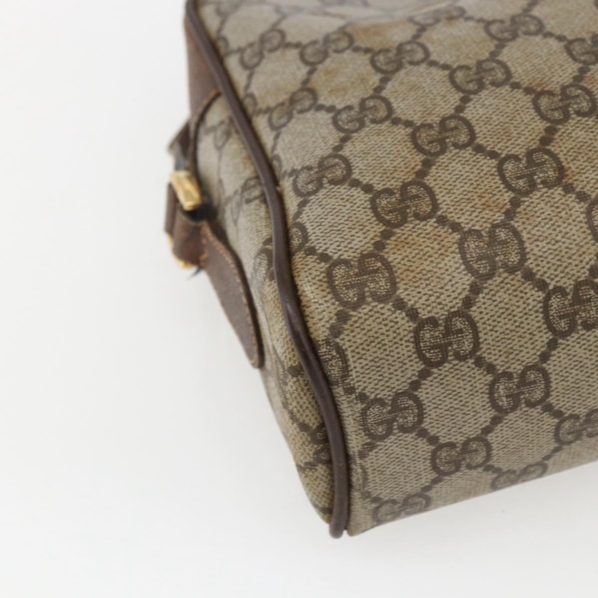 GUCCI GG Supreme Web Sherry Line Shoulder Bag PVC Beige Gold Auth 158511