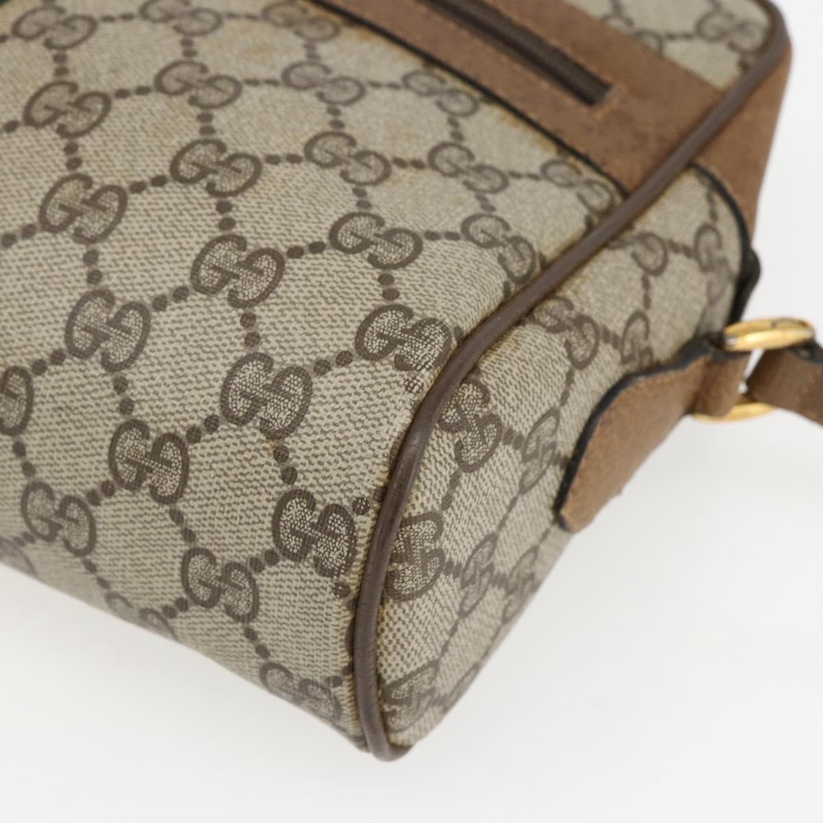 GUCCI GG Supreme Web Sherry Line Bag PVC Beige Gold 68 02 005 Auth 158512