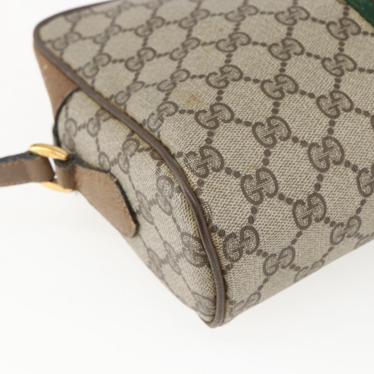 GUCCI GG Supreme Web Sherry Line Bag PVC Beige Gold 68 02 005 Auth 158512