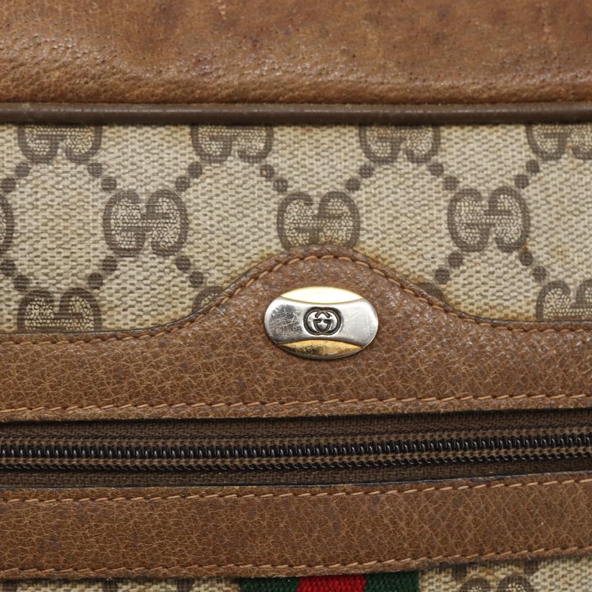 GUCCI GG Supreme Web Sherry Line Bag PVC Beige Gold 68 02 005 Auth 158512