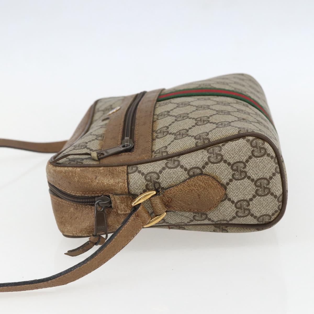 GUCCI GG Supreme Web Sherry Line Bag PVC Beige Gold 68 02 005 Auth 158512