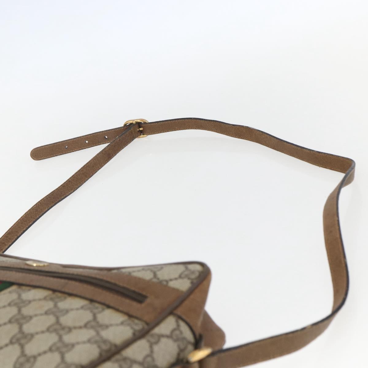 GUCCI GG Supreme Web Sherry Line Bag PVC Beige Gold 68 02 005 Auth 158512
