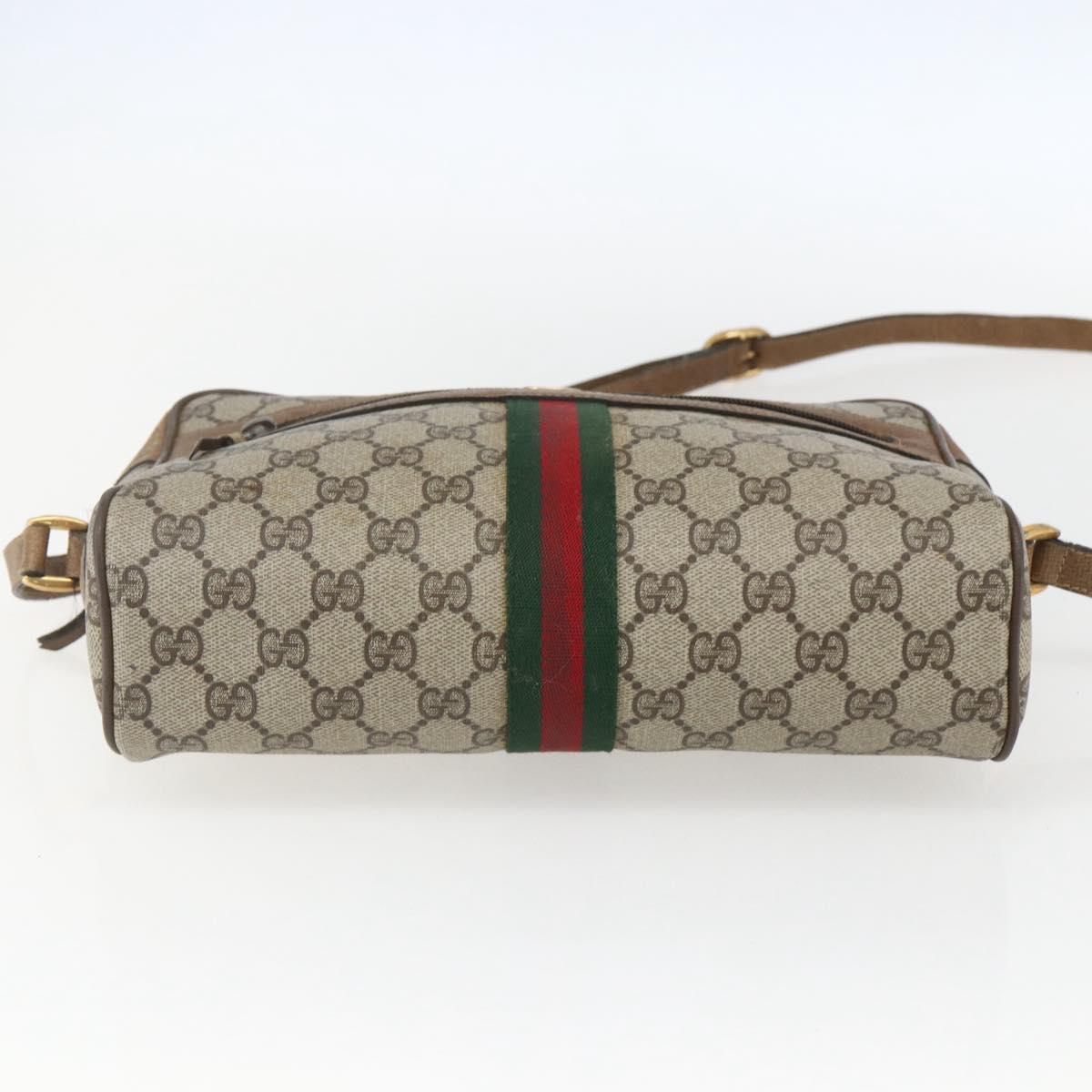 GUCCI GG Supreme Web Sherry Line Bag PVC Beige Gold 68 02 005 Auth 158512