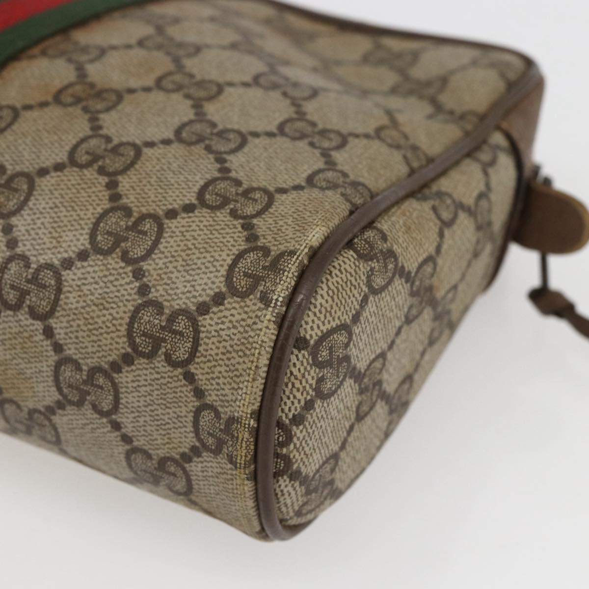 GUCCI GG Supreme Web Sherry Line Clutch Bag PVC Beige Gold 89 01 012 Auth 158514