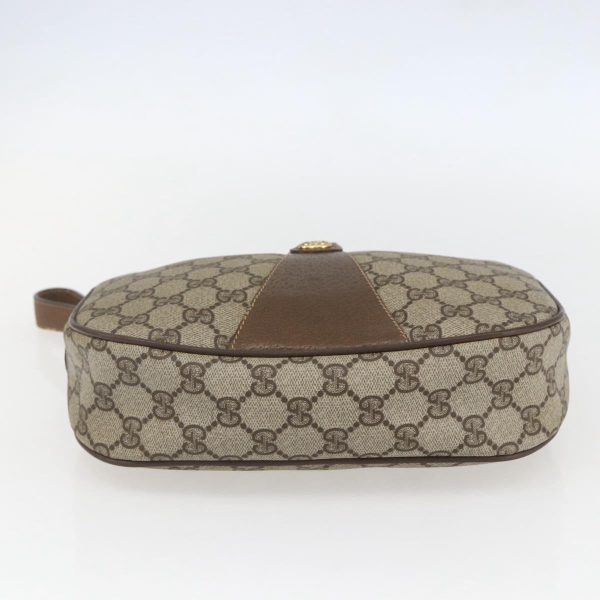 GUCCI GG Supreme Web Sherry Line Clutch Bag PVC Beige Gold 89 01 034 Auth 158515