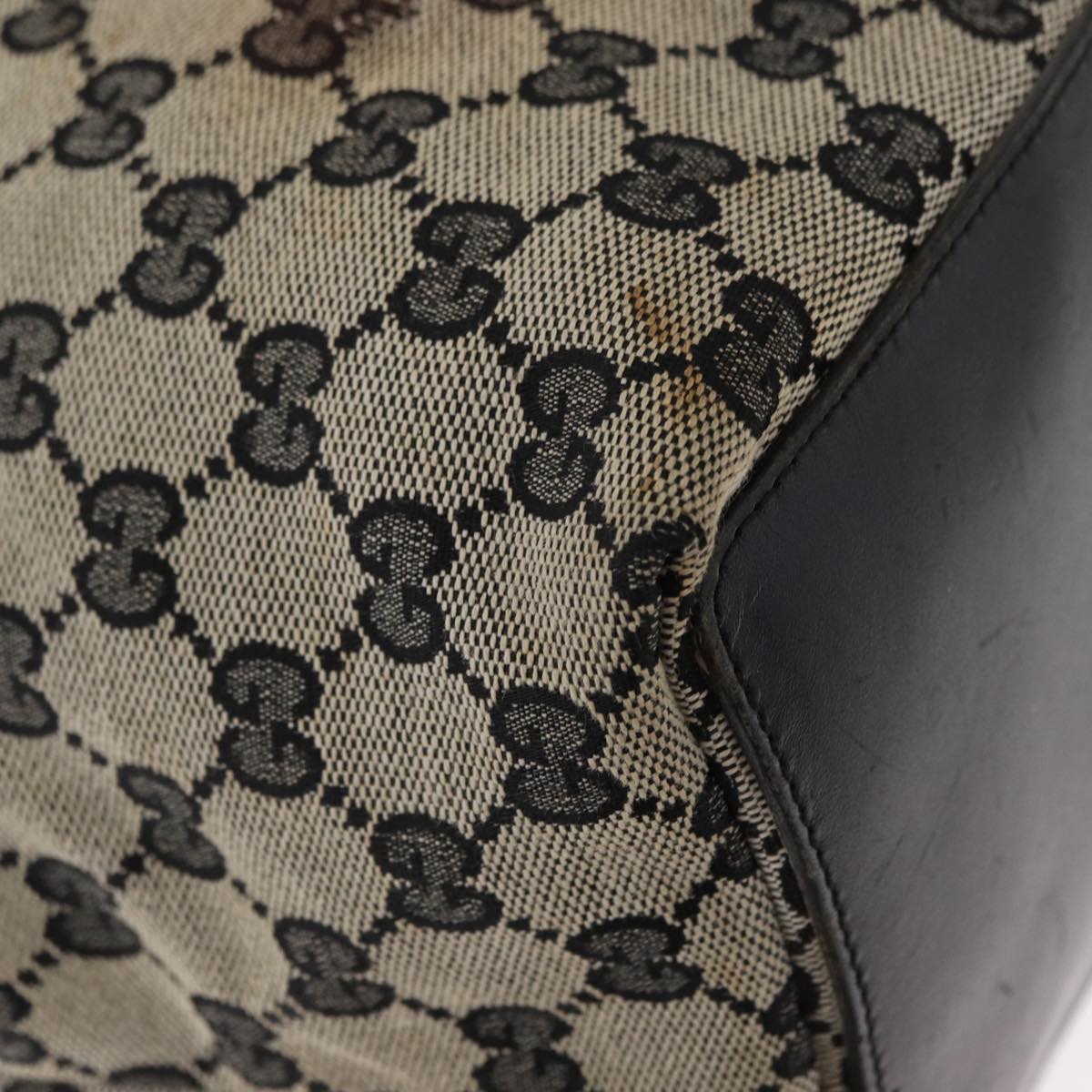 GUCCI GG Canvas Tote Bag Navy Gold 002 1097 3444 Auth 158526