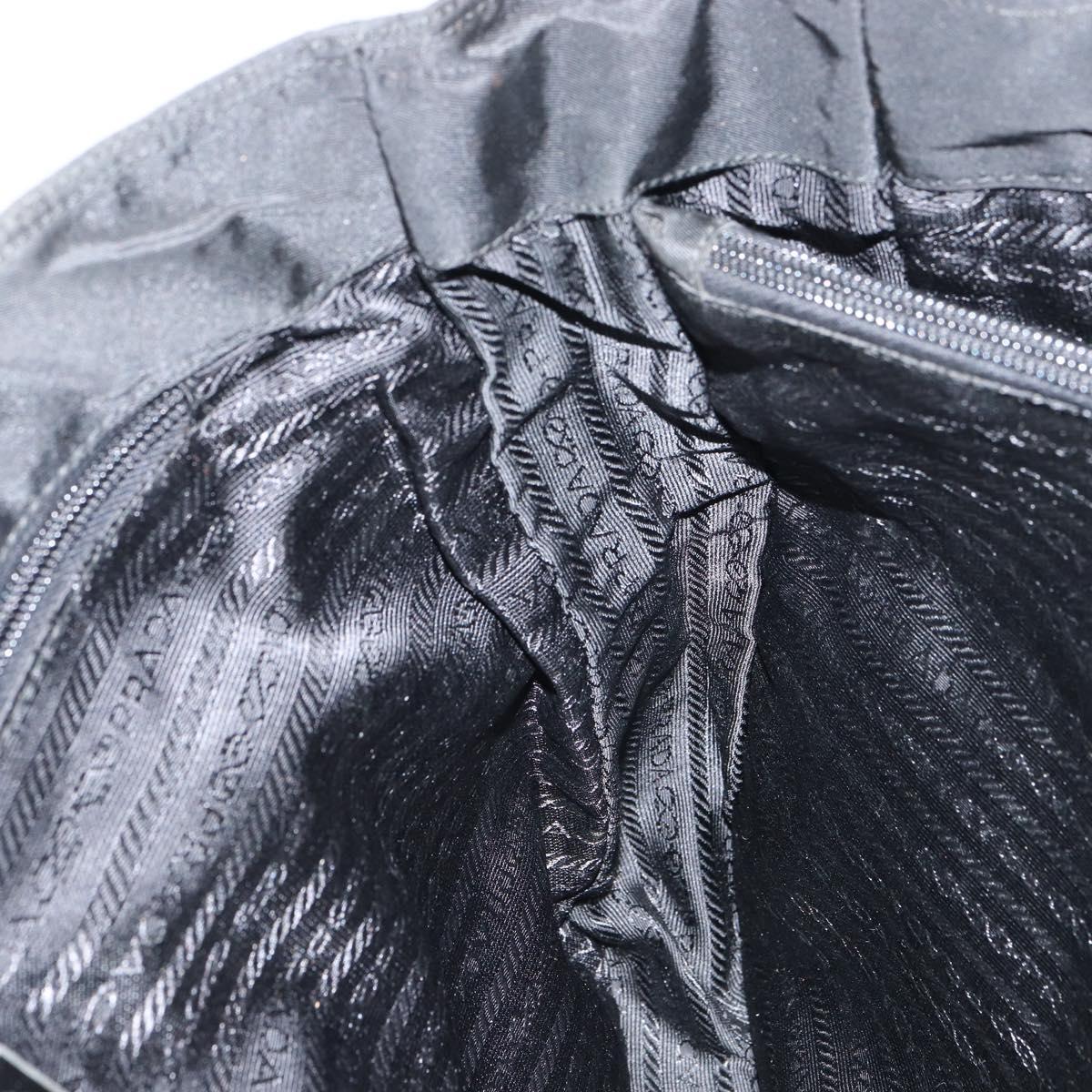 PRADA Tote Bag Nylon Black Silver Auth 158528