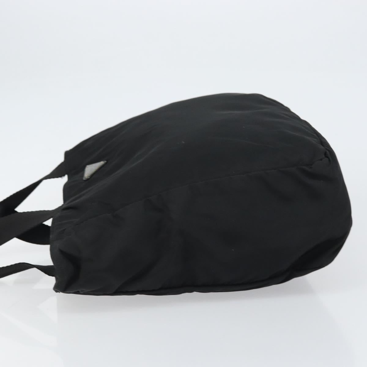 PRADA Tote Bag Nylon Black Silver Auth 158528