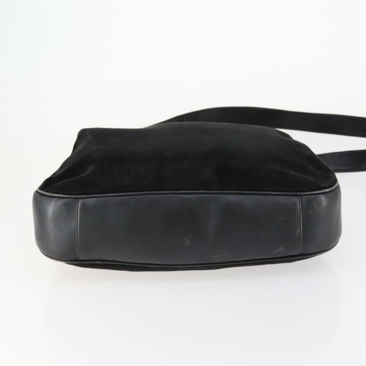 GUCCI Bamboo Hand Bag Suede 2way Black Gold 001 2404 1638 Auth 158529
