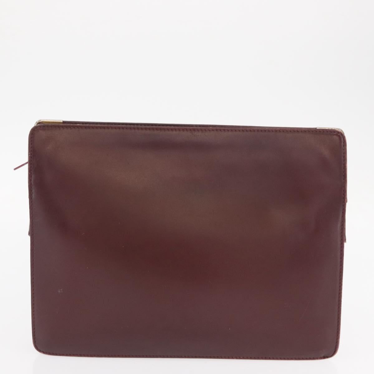 CARTIER Clutch Bag Leather 2 Set Black Bordeaux Auth 158537