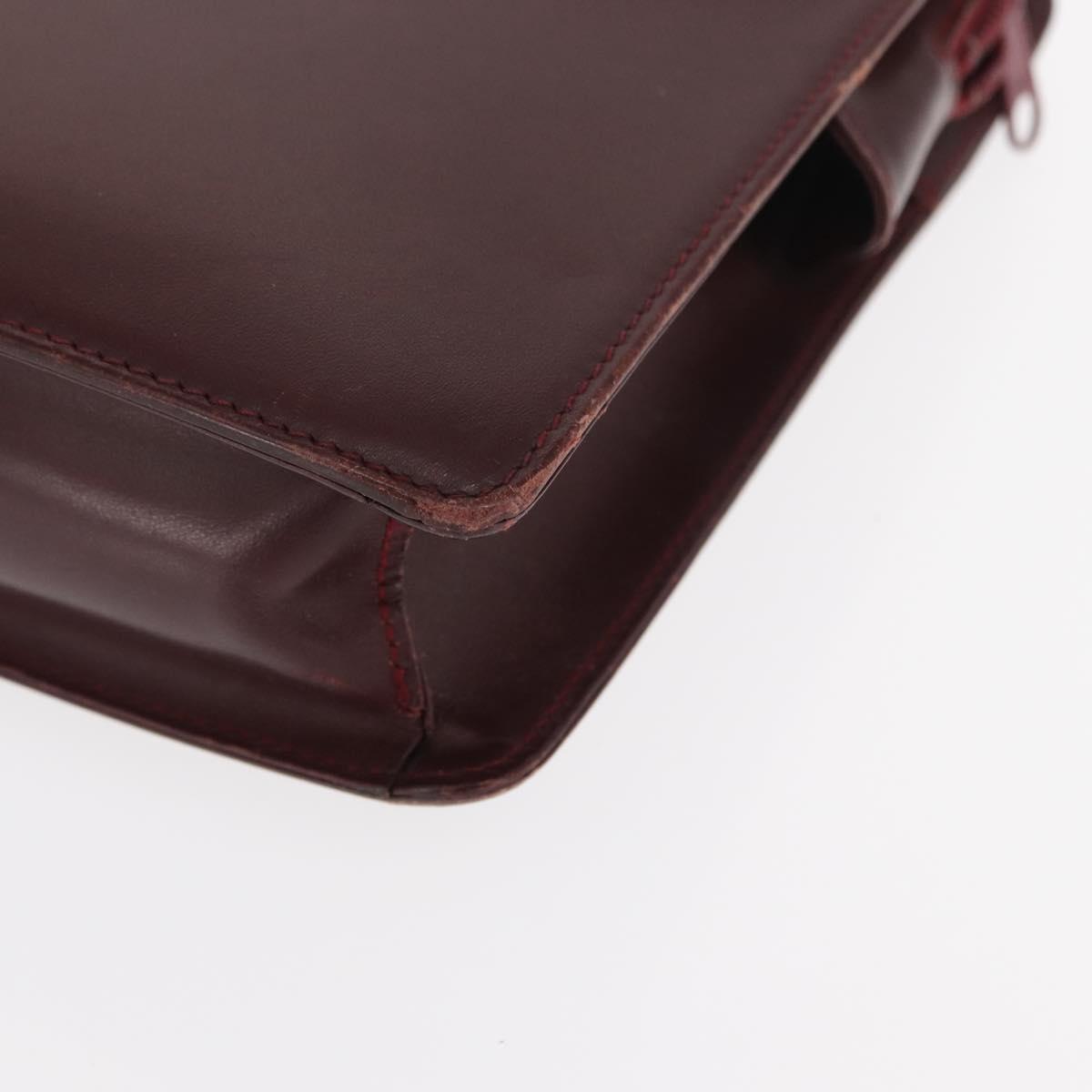 CARTIER Clutch Bag Leather 2 Set Black Bordeaux Auth 158537