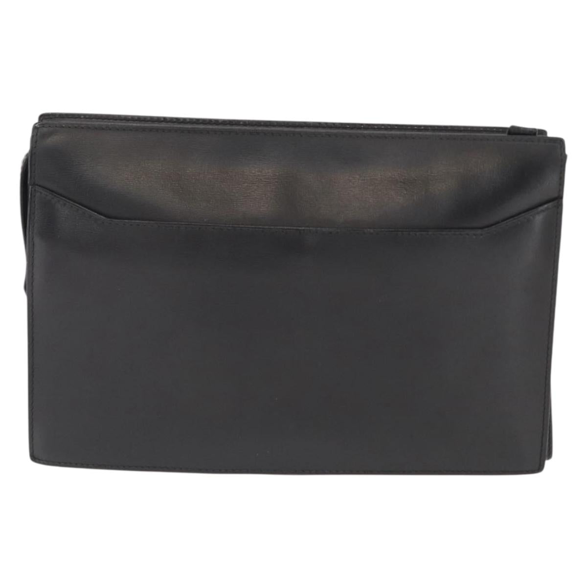 CARTIER Clutch Bag Leather 2 Set Black Bordeaux Auth 158537