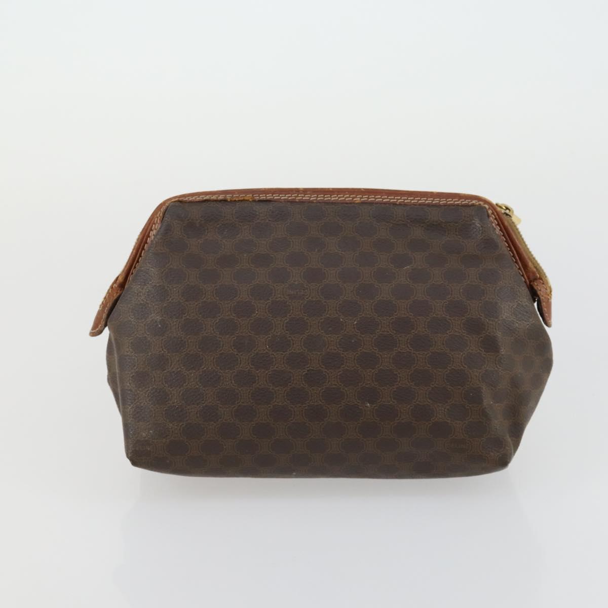 CELINE Macadam Canvas Clutch Bag PVC Leather 2 Set Brown Auth 158538
