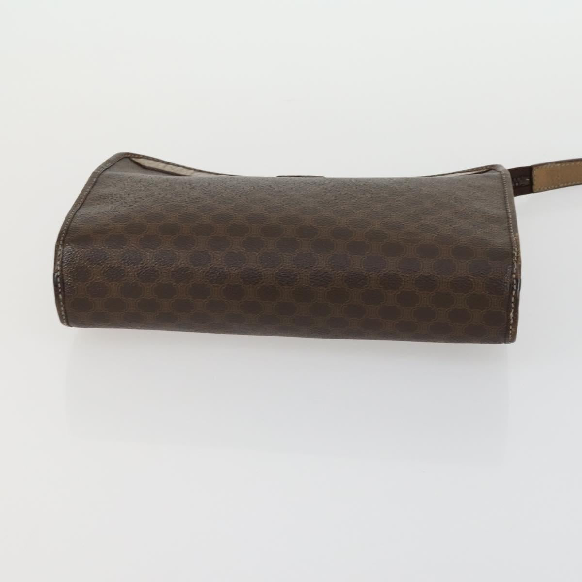 CELINE Macadam Canvas Clutch Bag PVC Leather 2 Set Brown Auth 158538