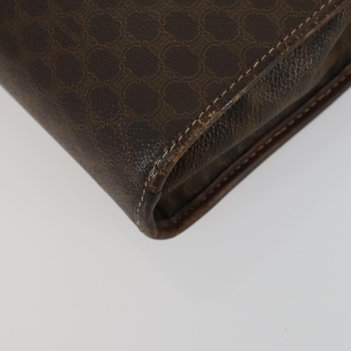 CELINE Macadam Canvas Clutch Bag PVC Leather 2 Set Brown Auth 158538