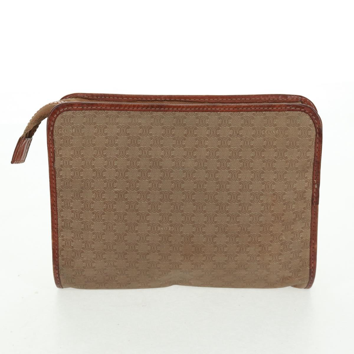 CELINE Macadam Canvas Bag PVC Leather Suede 3 Set Beige Orange Auth 158541