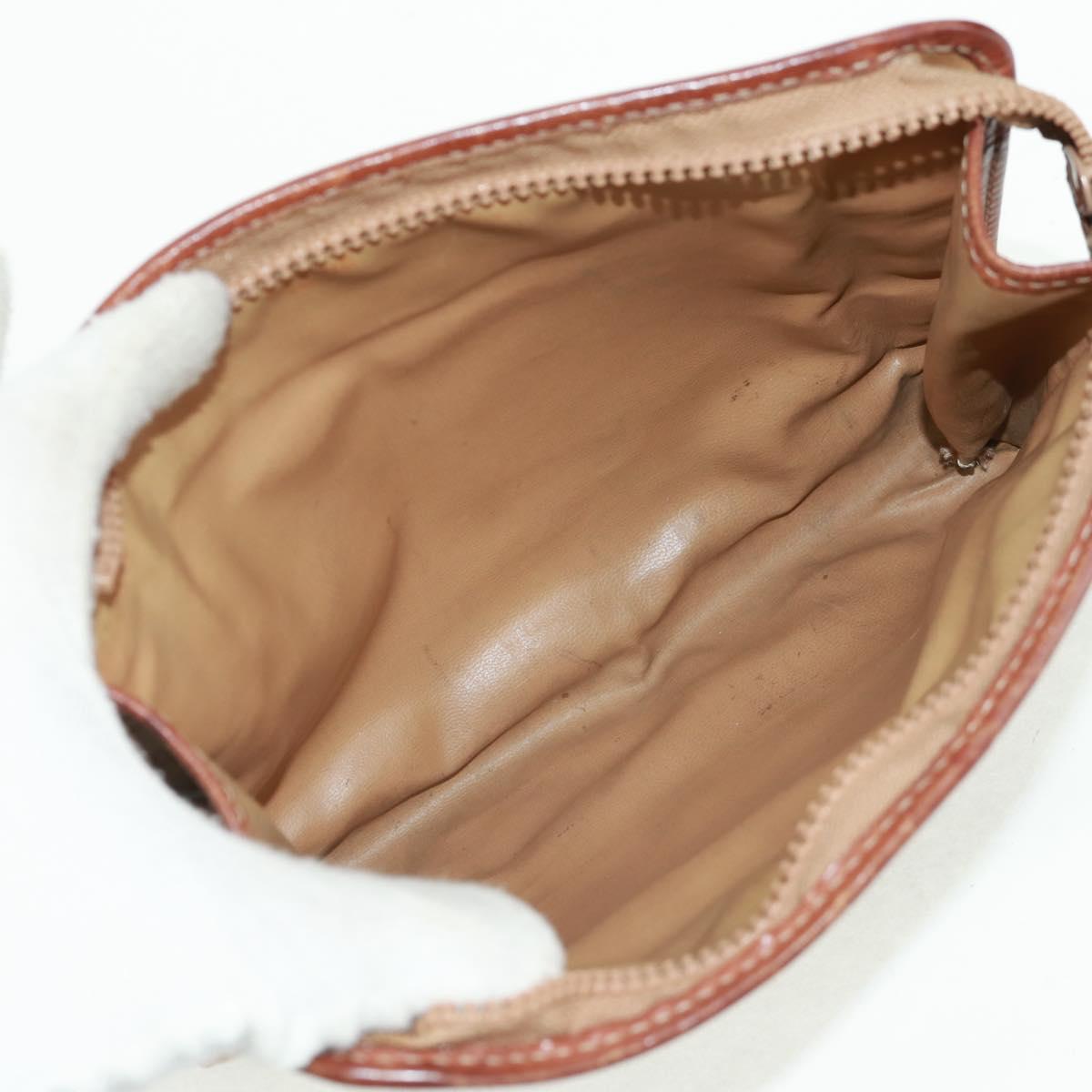 CELINE Macadam Canvas Bag PVC Leather Suede 3 Set Beige Orange Auth 158541