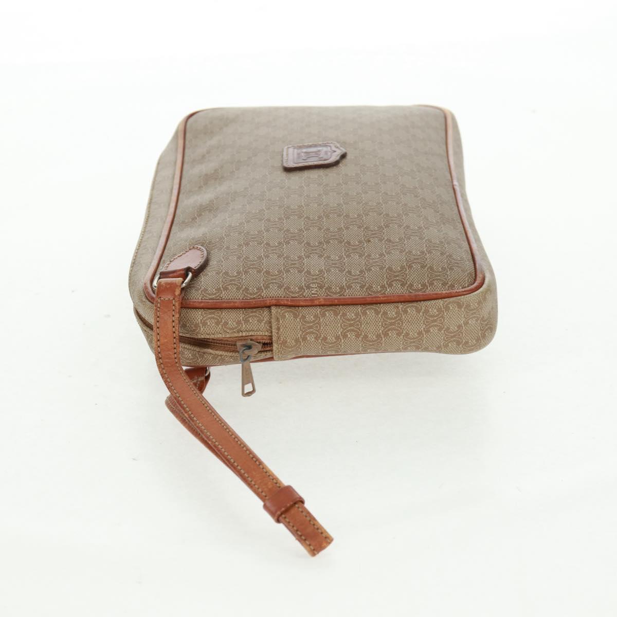 CELINE Macadam Canvas Bag PVC Leather Suede 3 Set Beige Orange Auth 158541