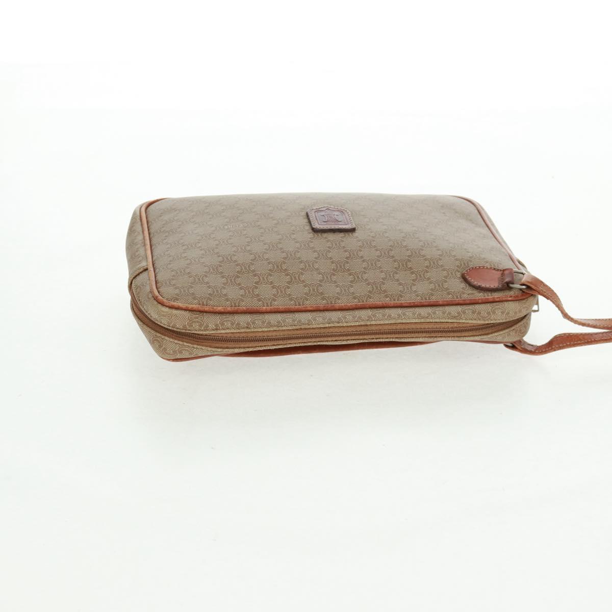 CELINE Macadam Canvas Bag PVC Leather Suede 3 Set Beige Orange Auth 158541