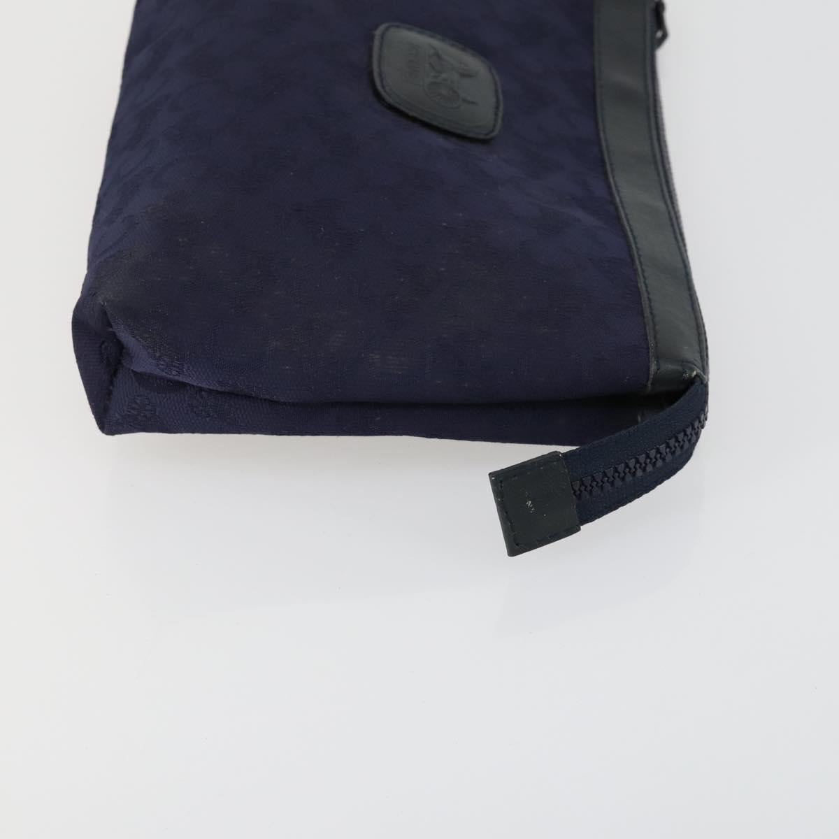 CELINE Macadam Canvas C Sulky Clutch Bag PVC 4 Set Brown Navy Auth 158543