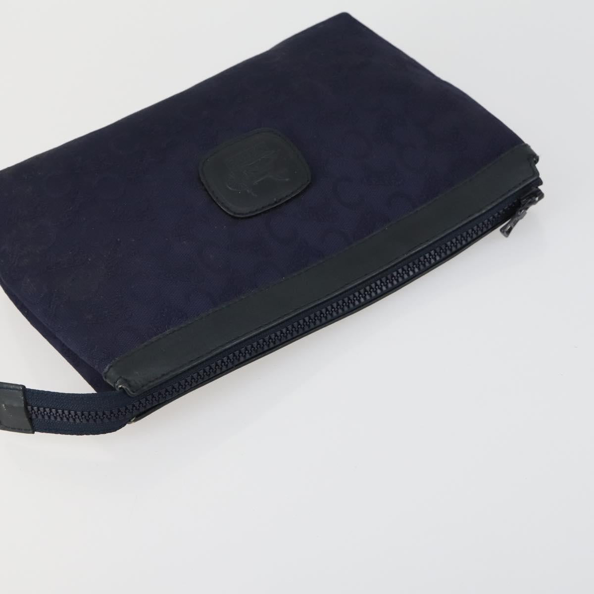 CELINE Macadam Canvas C Sulky Clutch Bag PVC 4 Set Brown Navy Auth 158543